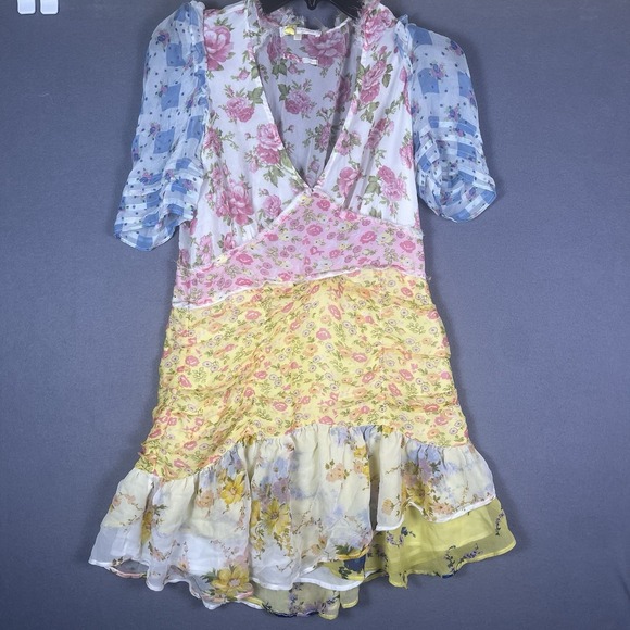 LoveShackFancy Dresses & Skirts - Love Shack Fancy Floral Arlo Mini Dress 100% Silk Sz 6 Patchwork